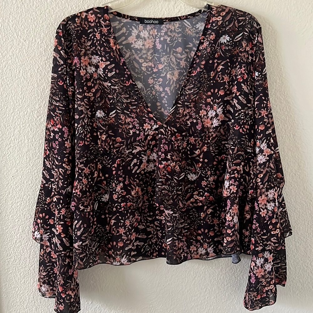 Floral Ruffle Smock Top